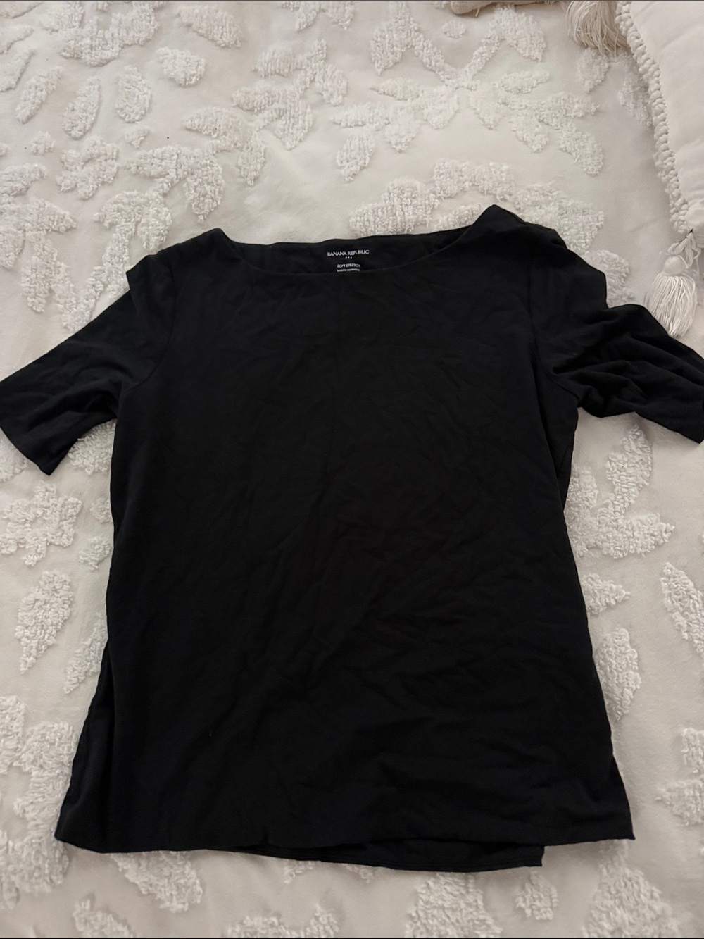Banana Republic Black Short Sleeve Boatneck Top